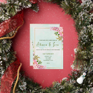 Signature-Skript, Rose & Blush Bloral Hochzeitsfoi Folieneinladung