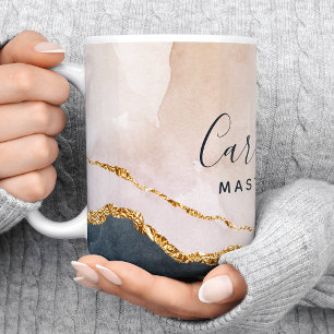 Signature-Skript-Wasserfarbe-Rosa-Schwarz-Gold-Mar Kaffeetasse