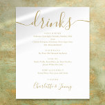 Signature-Skriptgetränke Menü-Signatur Poster<br><div class="desc">Dieses elegante goldene Script minimalistisch Getränke-Menü ist perfekt für Ihre Hochzeitsfeier. Entwickelt von Thisisnotme©</div>