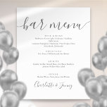 Signature-Skriptmenü für graue und weiße Signatur  Poster<br><div class="desc">Dieses elegante Script-minimalistische Bar-Menü-Zeichen ist perfekt für alle Feiern. Entwickelt von Thisisnotme©</div>
