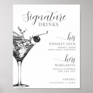 Signature trinkt seinen Bride Groom Cocktail Bar Poster
