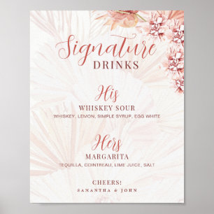Signature trinkt seinen Bride Groom Cocktail Bar Poster