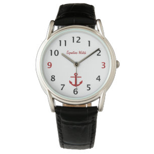 Signature Watch Anchor Schwarz und Rot Armbanduhr