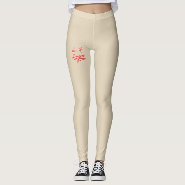 Signatured Creme Leggings (Vorderseite)