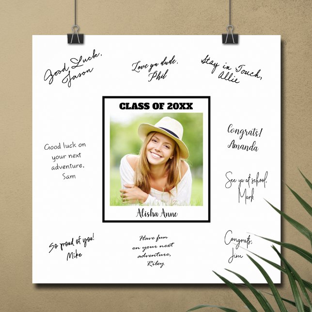 Signaturmeldung der Foto Graduation Party Poster (Graduation autograph poster with your photo, INSTANT DOWNLOAD and/or PRINTED)