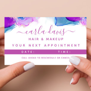 Signaturschrift Lila Blau Alcohol Ink Terminkarte