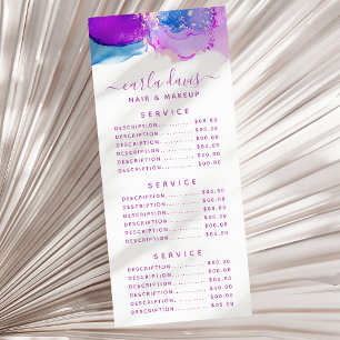 Signaturschrift Lila Blau Alcohol Ink Werbekarte