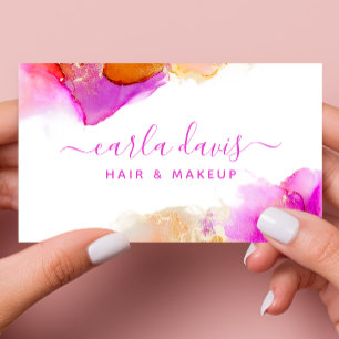 Signaturschrift Pink Orange Alcohol Tinte Visitenkarte