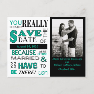Signboard Save the Date Postkarte (Emerald)