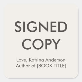 Signed Copy Book Author Authograph Indie Quadratischer Aufkleber