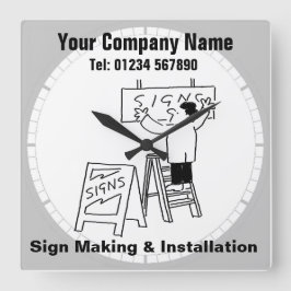 Signieren Sie Making & Installation. Büro für Zeic Quadratische Wanduhr