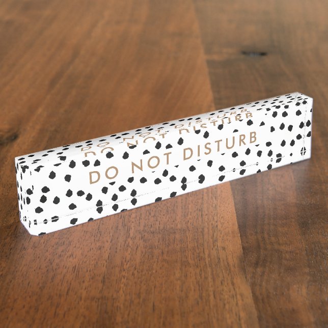 Signieren Sie White Polka Dots Dog Business nicht Namensplakette (Seite)
