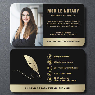Signieren von Agent Mobile Notary Foto Black & Gol Visitenkarte