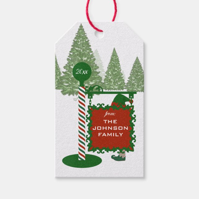 Signieren von Familie frohe Weihnachten zu Geschen Geschenkanhänger (Vorderseite)