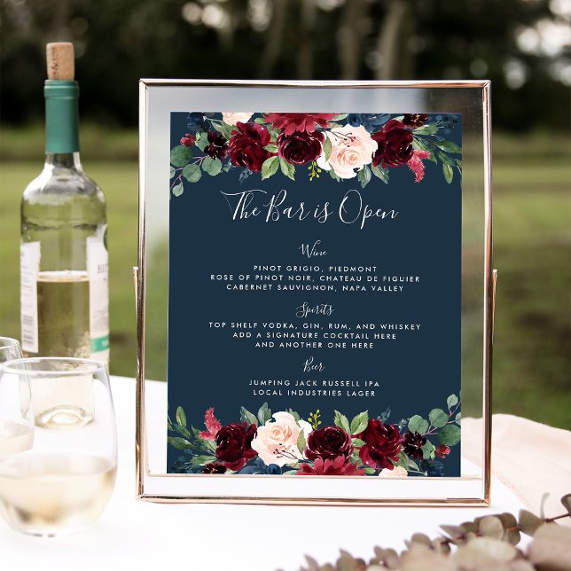 Signierung des Radiant Bloom Wedding Bar Menu | Ma Poster (Von Creator hochgeladen)