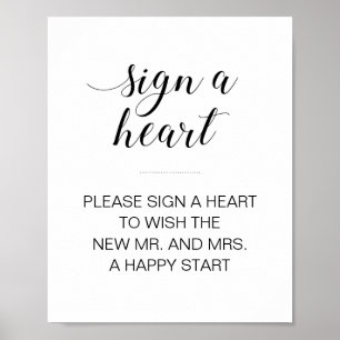 Signing Heart Drop Wedding Guest Book Sign Poster