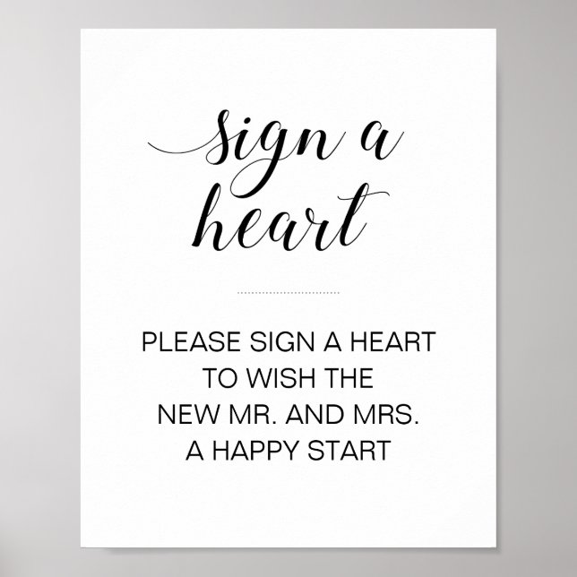 Signing Heart Drop Wedding Guest Book Sign Poster (Vorne)