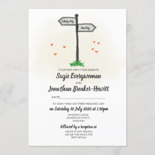 Signposten Heimat Hochzeit Einladung