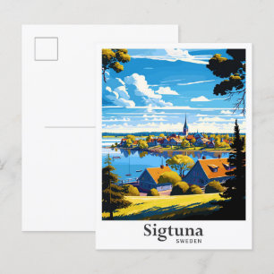 Sigtuna Schweden Art Vintage Reise Illustration Postkarte