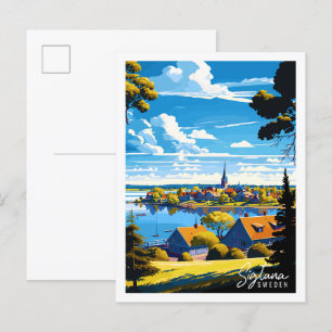Sigtuna Schweden Vintage-Reiseillustration Postkarte