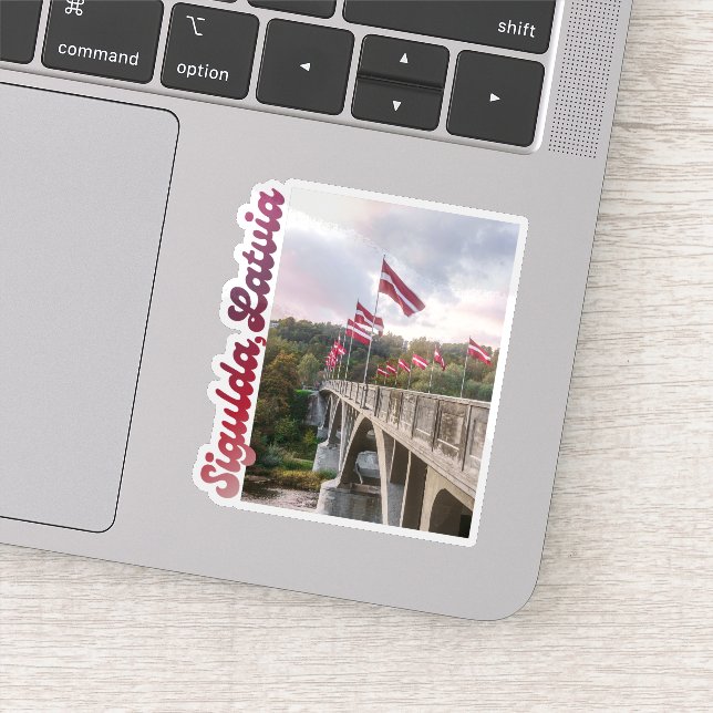 Sigulda bridge photo, Latvia souvenir, laptop Aufkleber (Detail)