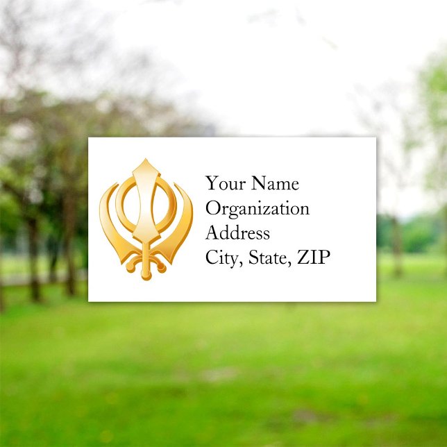 Sikh 3,5" x 2" visitenkarte (Sikh Business Card, Gold Khanda, symbol of the Sikh Religion.
)