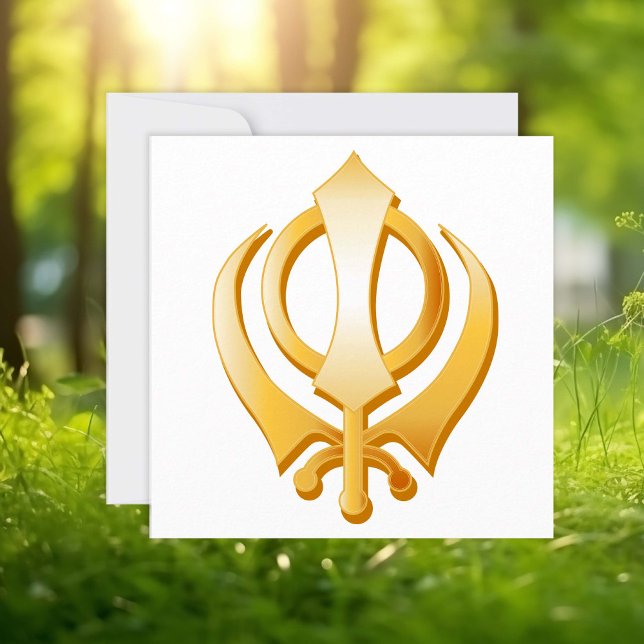 Sikh-Ankündigung/Einladungskarte (Gold Khanda, symbol of the Sikh religion.  Customize announcement or invitation with your text .)