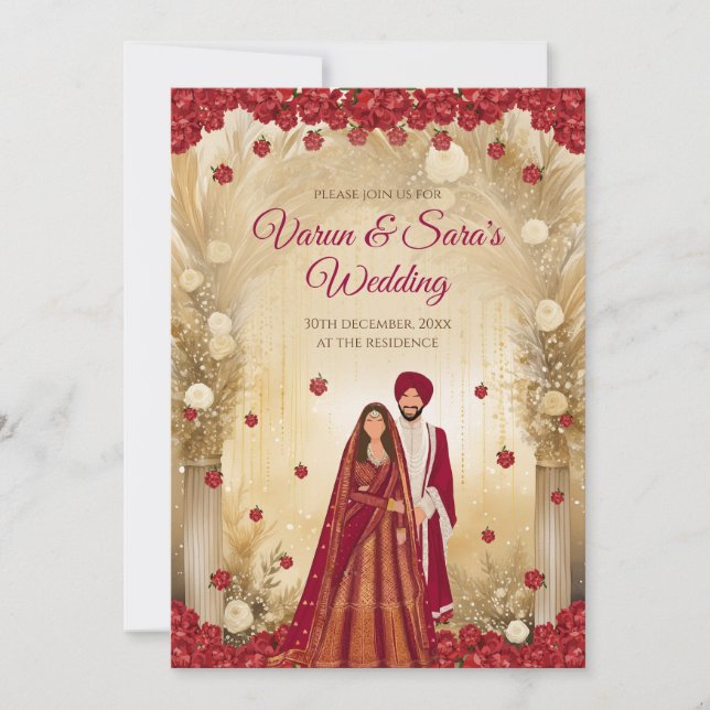 Sikh Hochzeit lädt Punjabi Wedding Cards ein Einladung (Vorderseite)