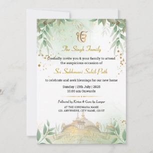 Sikh Housewarming Einladungskarte, Akhand-Pfad Einladung