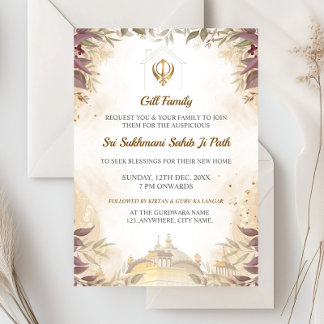 Sikh Housewärming Invitationskarte, Sukhmani Sahib Einladung