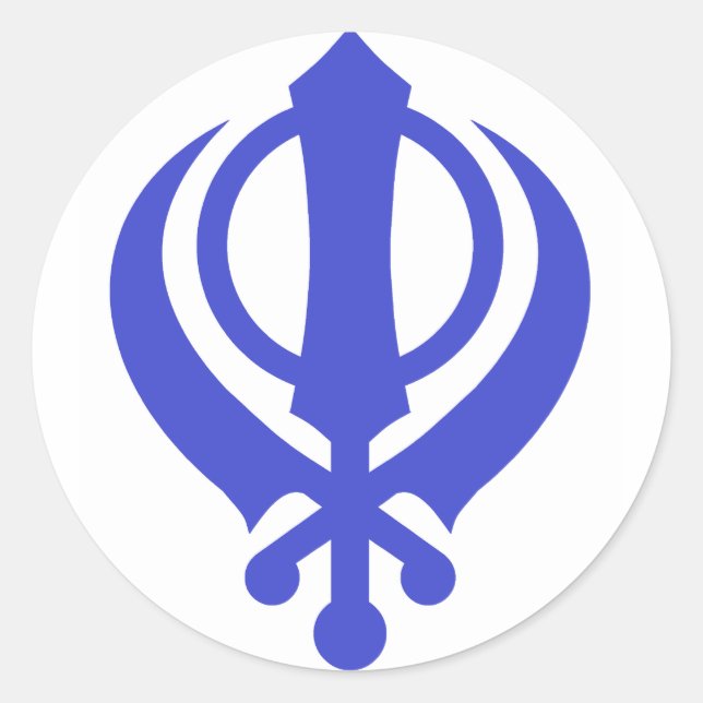 Sikh Khanda Blue Runder Aufkleber (Vorderseite)