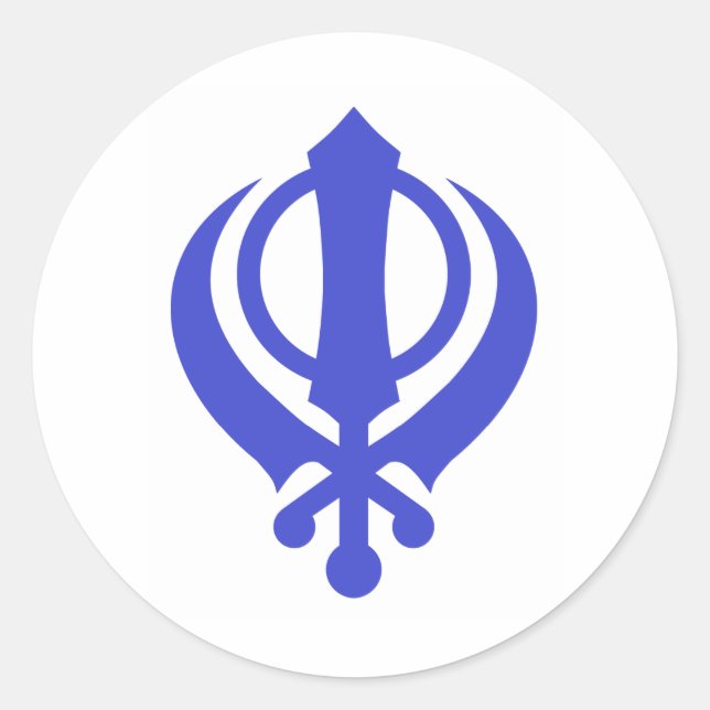 Sikh Khanda Blue Runder Aufkleber (Vorderseite)