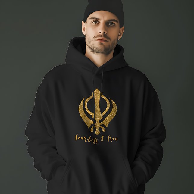 Sikh Khanda "Fearless & Free" Hoodie (Von Creator hochgeladen)
