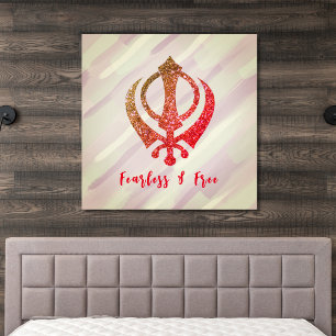 Sikh Khanda "Fearless & Free" Leinwanddruck