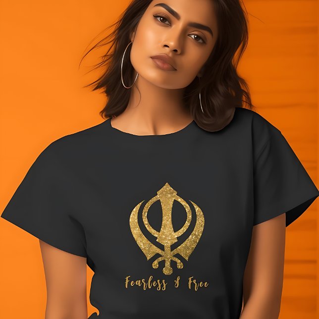 Sikh Khanda "Fearless & Free" T-Shirt (Von Creator hochgeladen)