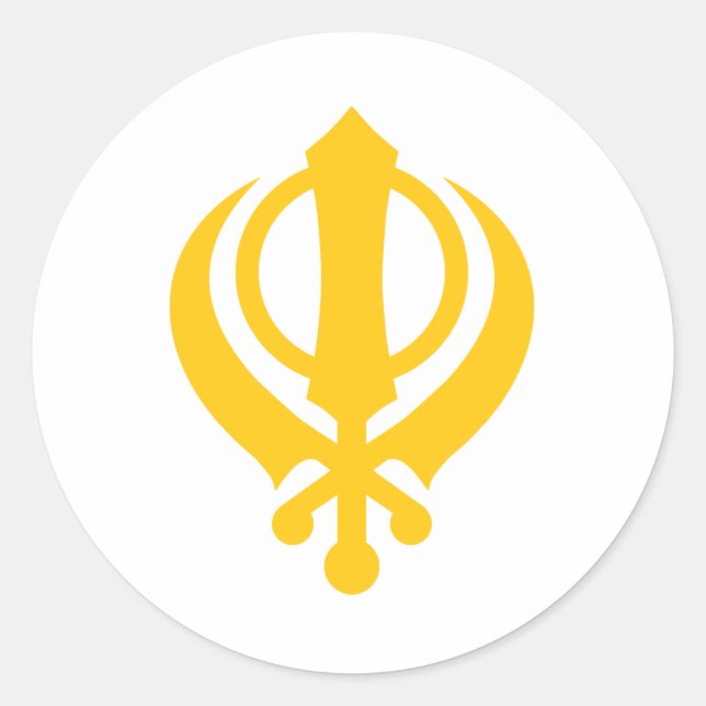 Sikh Khanda Gold Runder Aufkleber (Vorderseite)