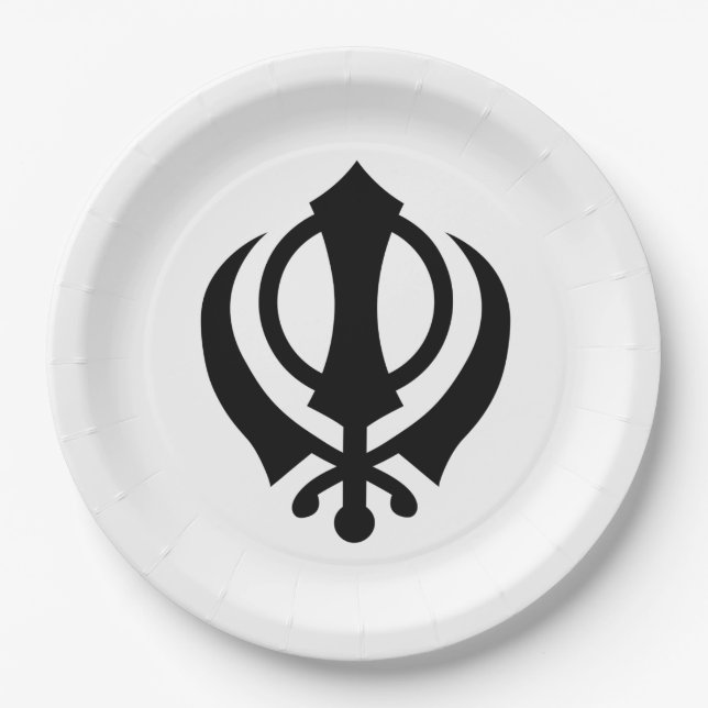 Sikh Khanda Pappteller (Vorderseite)