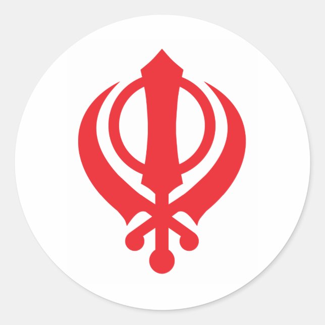 Sikh Khanda Red Runder Aufkleber (Vorderseite)