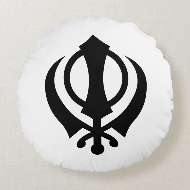 Sikh Khanda Rundes Kissen (Vorderseite)