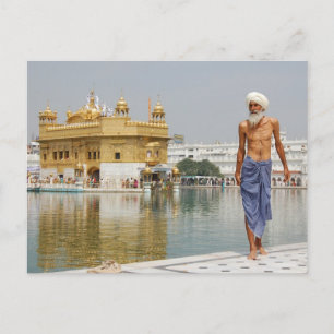 Sikh Pilgrim am Golden Tempel Amritsar Indien Postkarte