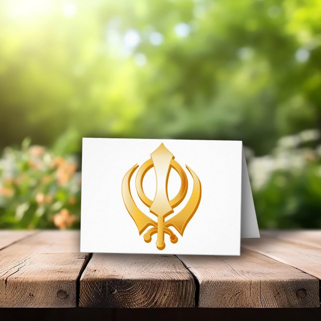 Sikh Symbol Greeting Card (Sikh Greeting Card, Gold Khanda, symbol of the Sikh religion. Customize with your text or message.)