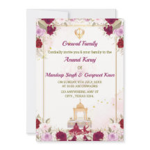 Sikh Wedding Invitation, Anand Karaj Card,