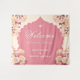 Sikh Wedding Welcome Sign | Anand Karaj Welcome |  Wandteppich
