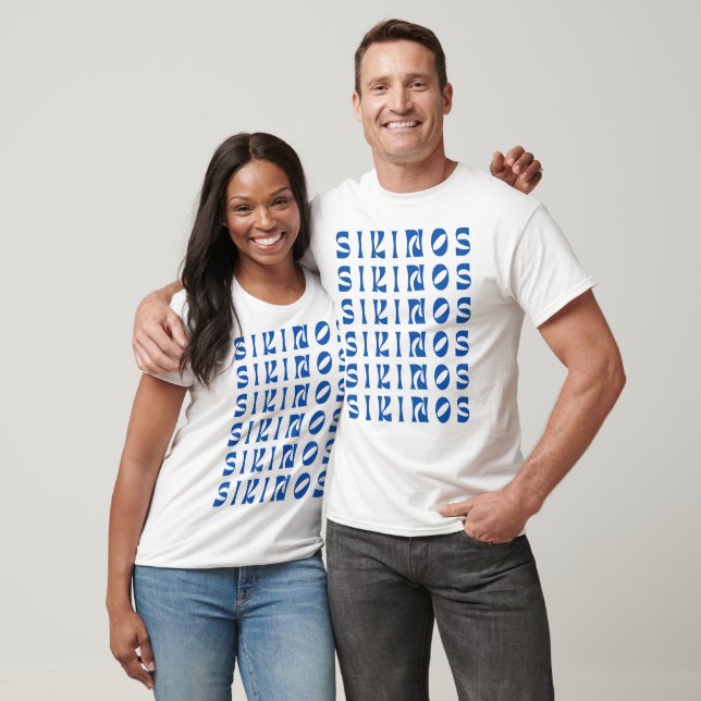 SIKINOS Blaues Textmuster T-Shirt (Unisex)