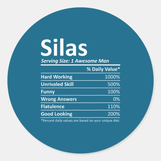 Silas Nutrition Funny Birthday D Name G  Runder Aufkleber (Vorderseite)