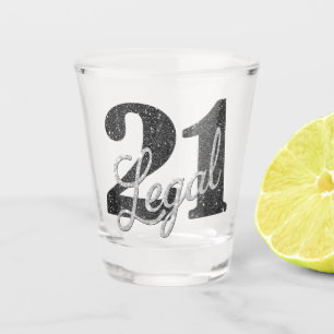 Silber 21 und Recht Minimal Gray 21. Geburtstag Schnapsglas