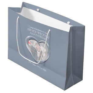 Silber 25. Hochzeitstag Foto Jahr Große Geschenktüte