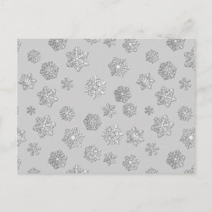 Silber 3-D Schneeflocken auf silberem Hintergrund Postkarte