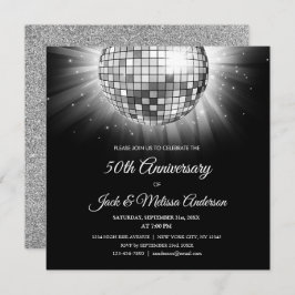 Silber 50 Jahre Party Disco Ball Einladung