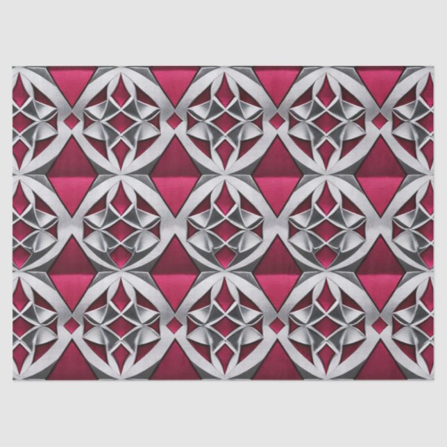 Silber auf dem Ruby Geometric Decoupage Tissue Seidenpapier (Vorderseite)